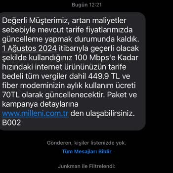 Millenicom Taahhüt Ücreti İstiyor Ve Her Ay Zam Yapıyor