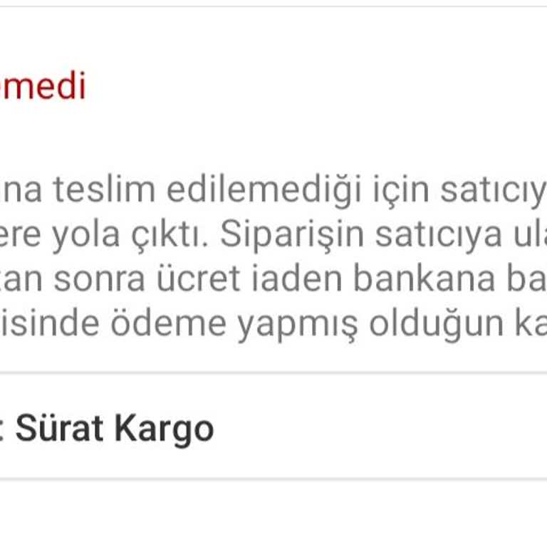 Sürat Kargo Ürünü Teslim Etmiyor