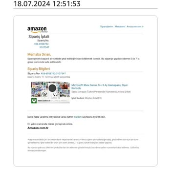Amazon İptal Edilen Siparişimin İadesi Yapılmadı