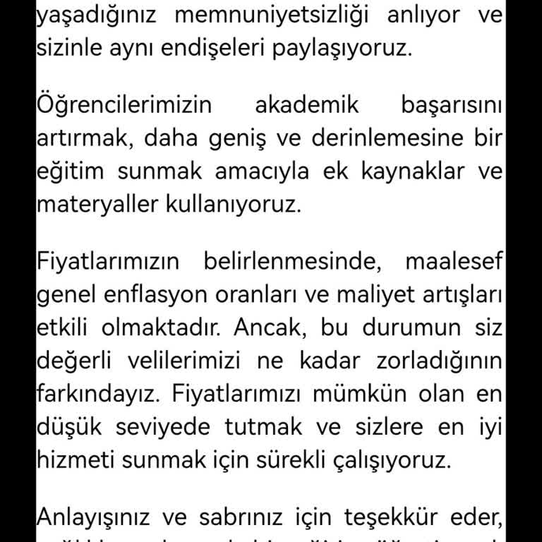 Mektebim Koleji Kağıthane Kampüsü Kitap Ücreti