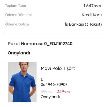 Mavi Defolu Ürün Gönderdi