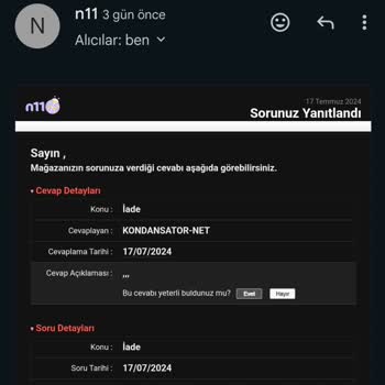 N11.com Satıcının Tarafını Tutuyor