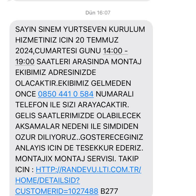 Montajix Müşteri Hizmetleri Ulaşım Sorunu