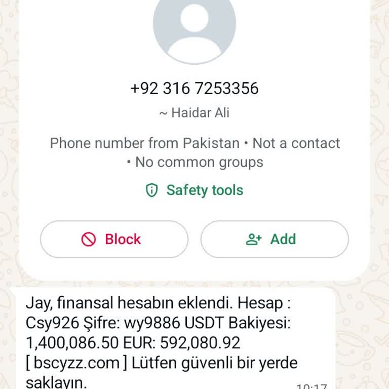 WhatsApp Bilinmeyen Kişiden Gelen Şüpheli Mesaj