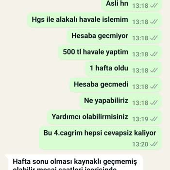 PTT Bank HGS Havale İşlemlerinde Hesaba Para Geçmiyor.