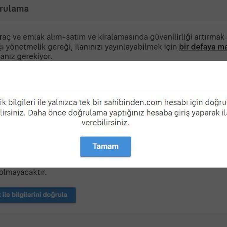 Sahibinden Hesap Doğrulama Sorunu Ve Çözüm Beklentisi