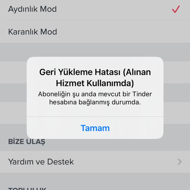 Tinder Geri Yükleme Hatası Sorunu