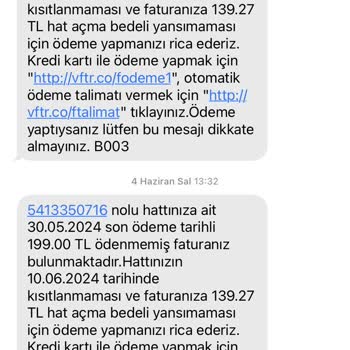 Vodafone 540 TL Fazla Faturalandırması