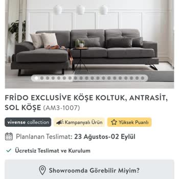 Vivense Köşe Koltuk Kalitesizliği