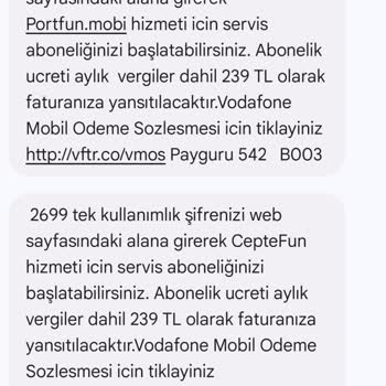 Vodafone İzinsiz Aboneliklere Müsaade Etmiştir.