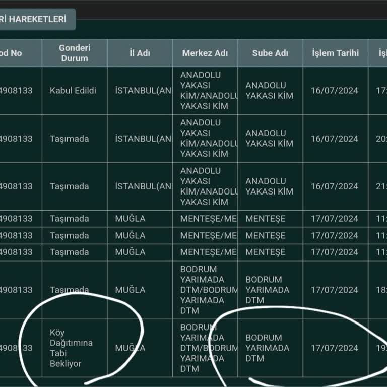 PTT Kargo Bodrum PTT Yarımada Dağıtım Şubesi Şikayet