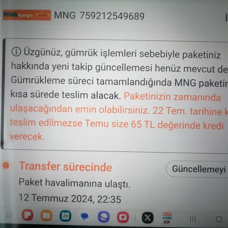Temu Siparişimi Göndermiyor. Hala Havalimanında Gözüküyor.