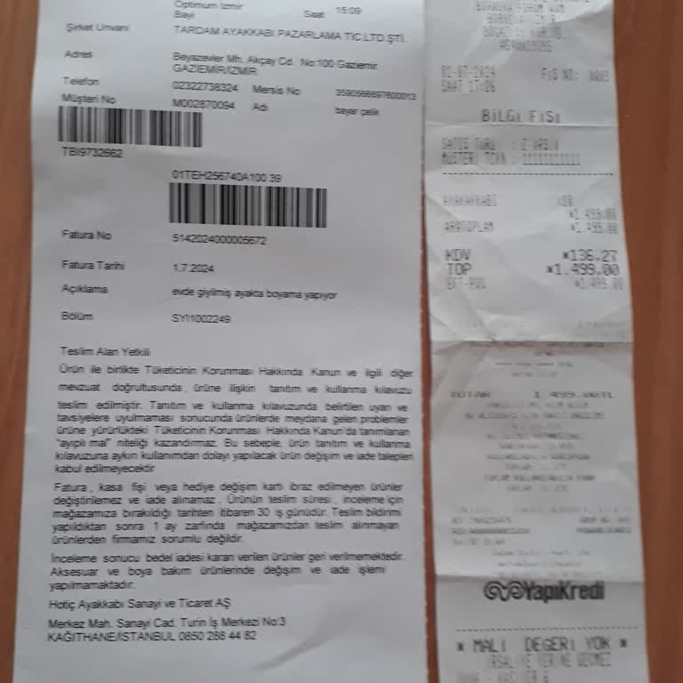 Hotiç Ayakkabı Ayak Boyaması İade Talebi