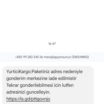 Yurtiçi Kargo Adı Altında Yanıltıcı Mesaj