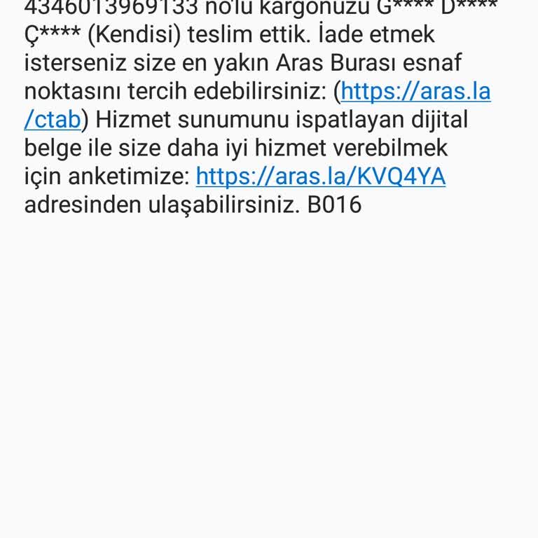 Aras Kargo Teslim Alınamamış Kargo Mağduriyeti