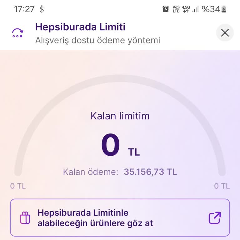 Hepsiburada Limit Sorunu Yaşıyorum
