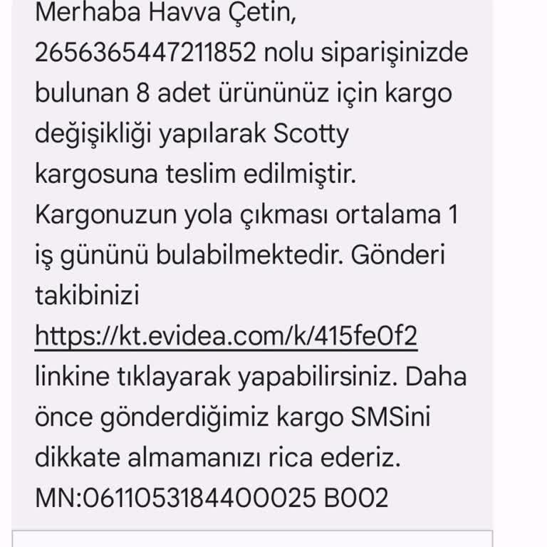 Evidea Kargo Teslim Etmemesi