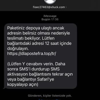 Bilinmeyen Numaradan PTT Kargo Adresinizi Doğrulayın Mesajı