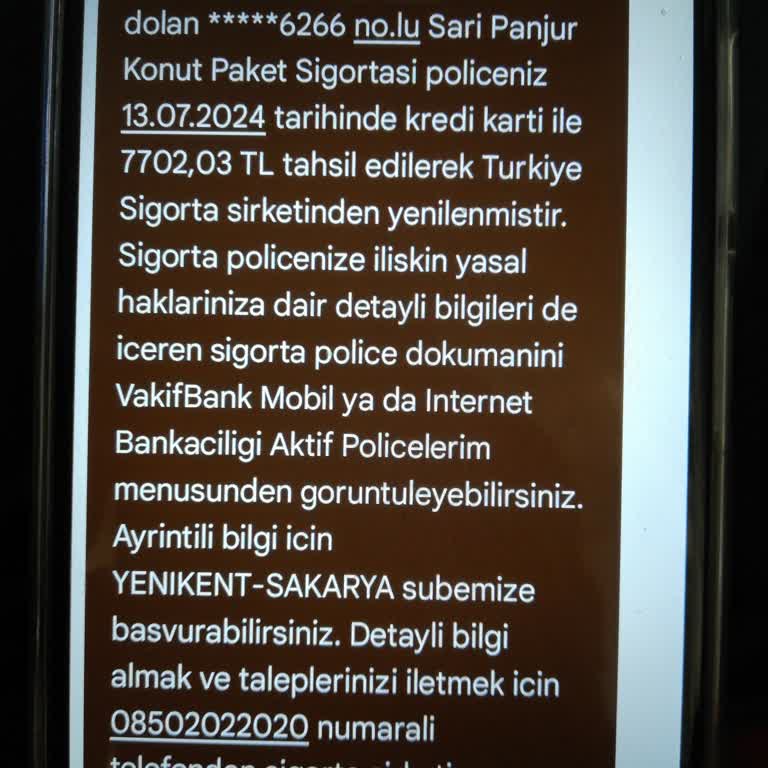 VakıfBank Sarı Panjur Sigorta İptali