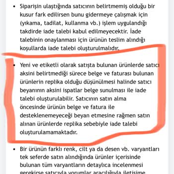 Dolap Politikalara Ve Koşullara Aykırı İade Talebinin Kabulü