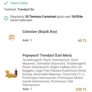 Popeyes Sipariş Eksik Ürün!