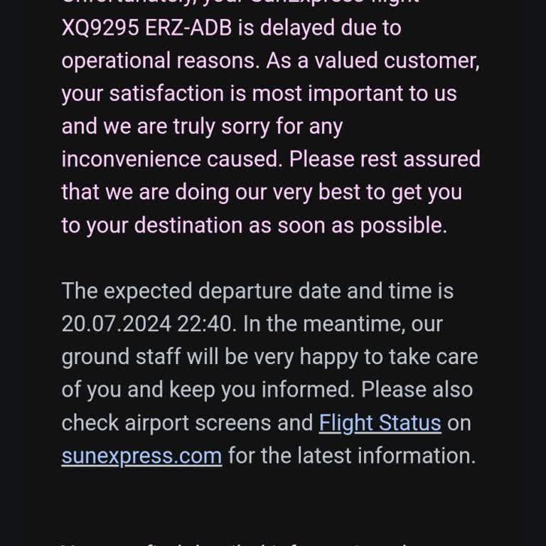 Sunexpress 3 Saat 40 Dakikalık Uçuş Rötarı