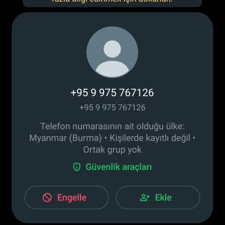 WhatsApp Yabancı Numaradan Gelen Mesaj