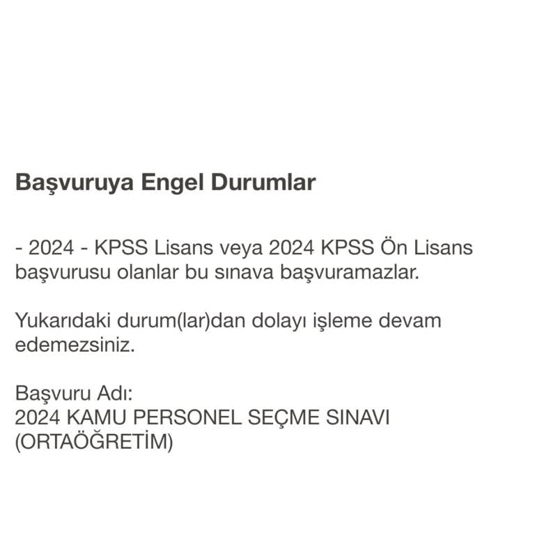 ÖSYM KPSS Orta Öğretime Başvuru Yapamıyorum