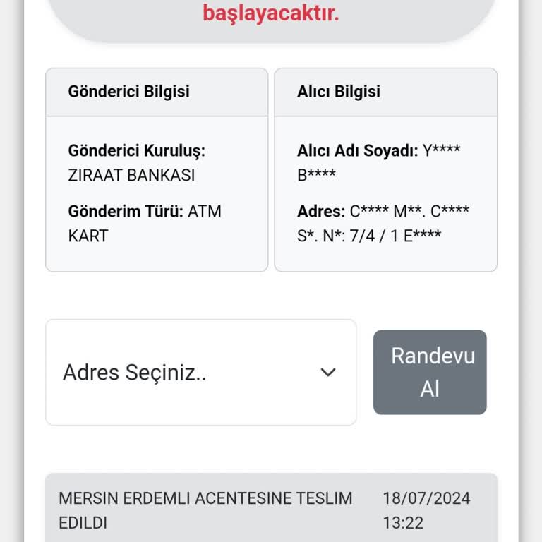 Ziraat Bankası Muhatap Bulunamayan Kargo