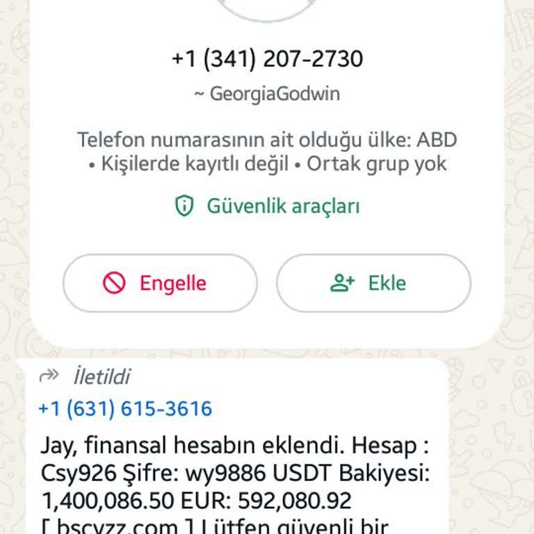 WhatsApp Şikayetim Bilinmeyen Numaradan Bilinmeyen Mesaj