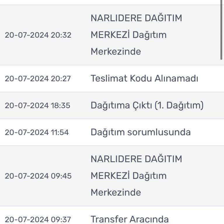 Kargomsende Teslimat Kodu Alınamadı