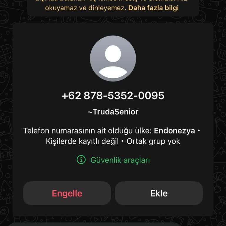 WhatsApp Üzerinden Gelen Şüpheli Mesaj Ve Hesap Bilgileri