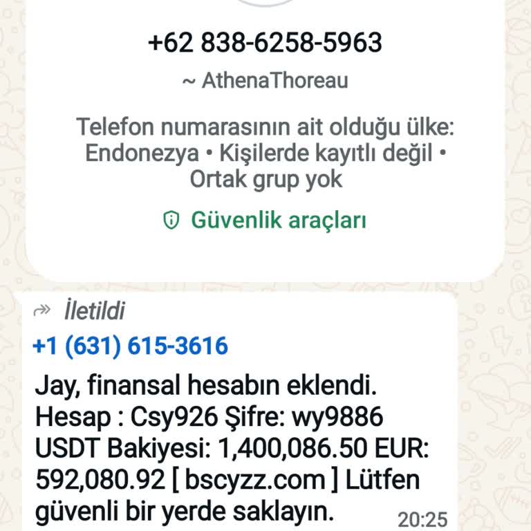 WhatsApp'tan Bscyzz.com İsimli Mesaj