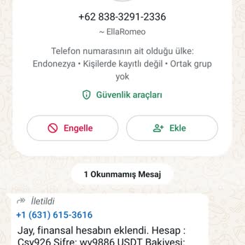 WhatsApp Yabancı Numarandan Gelen Mesaj