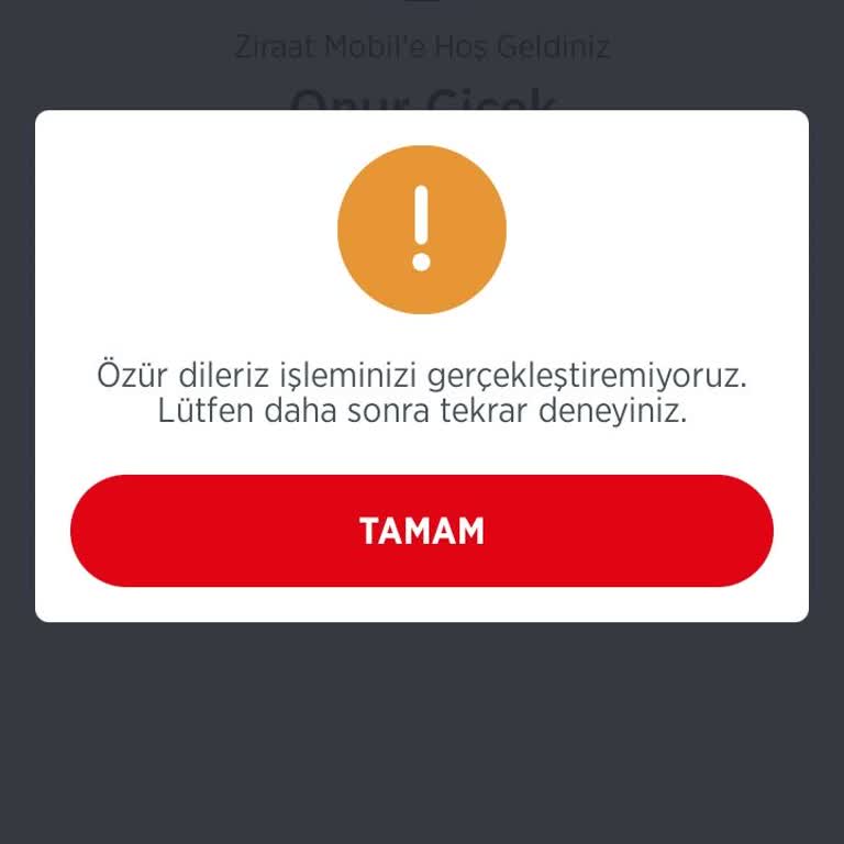 Ziraat Mobil Erişim Hatası