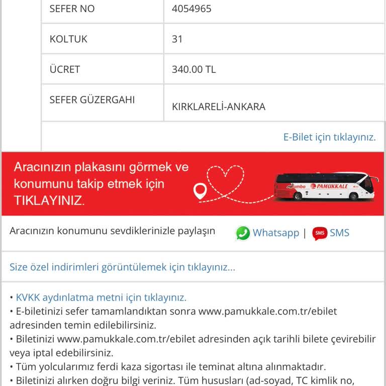 Pamukkale Turizm Pamukkale Tekli Koltuk Alıp 2 Kişi Binmesi
