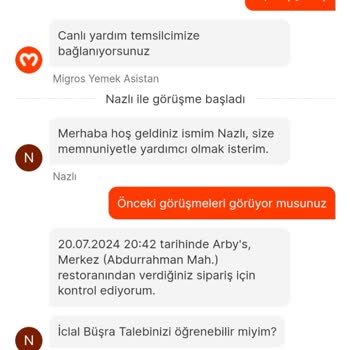 Arby's Yanlış Sipariş Ve Eksik Ürün Sorunu