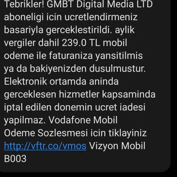 VizyonMobil Gmbt Digital Media Ltd Abonelik İptali