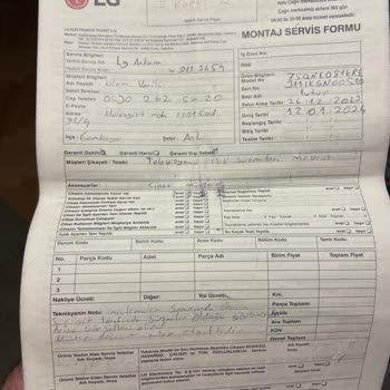 Servis Personeli Arızalı Gördüğü TV'YE LG Servisinin Kayıtsız Kalması.