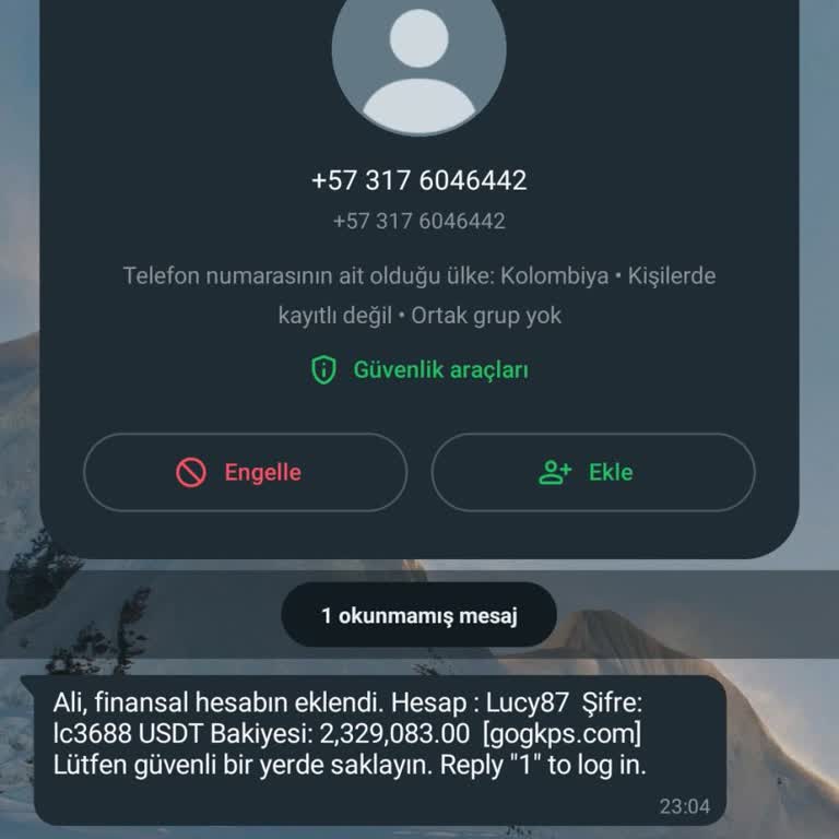 WhatsApp Bilinmeyen Mesaj (gogkps.com) +57 317 6046442 Numarası İle Gelen Mesaj