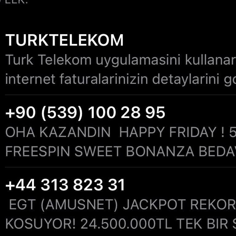 Türk Telekom Farklı Kişilerden Kumar Mesaj Şikayeti