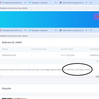 İstech İletişim İlgili Firmanın Cihazımı Garanti Dışı Değerlendirmesi Ve Fahiş Fiyat