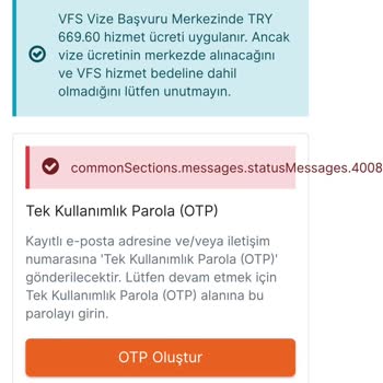 VFS Global OTP Şifre Ve Müsait Gün Hatası