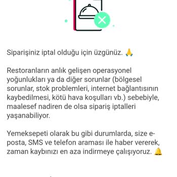 Yemeksepeti 5 Dakika Kala Sipariş Kuryede İptal Oldu? Ve Kimseye Ulaşamadı