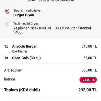 Yemeksepeti 5 Dakika Kala Sipariş Kuryede İptal Oldu? Ve Kimseye Ulaşamadı