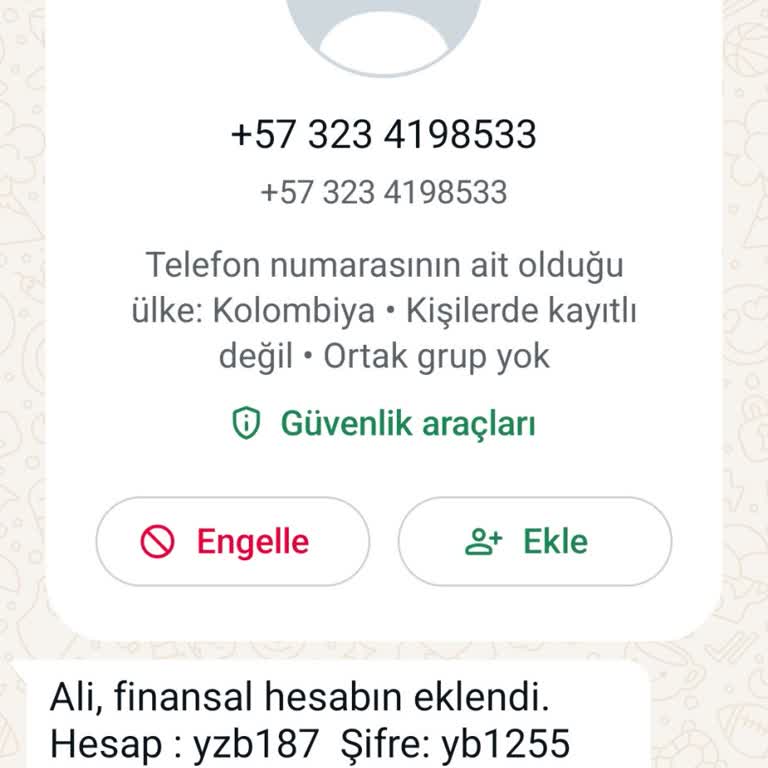 WhatsApp Yabancı Ülke Numarasından Gelen Mesaj