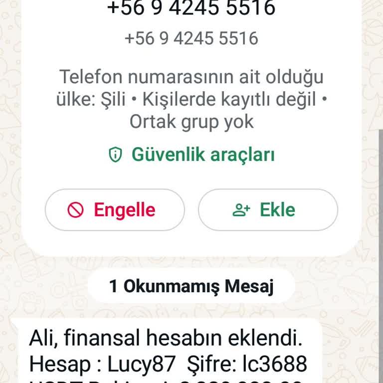 WhatsApp Tan Şüpheli Mesaj