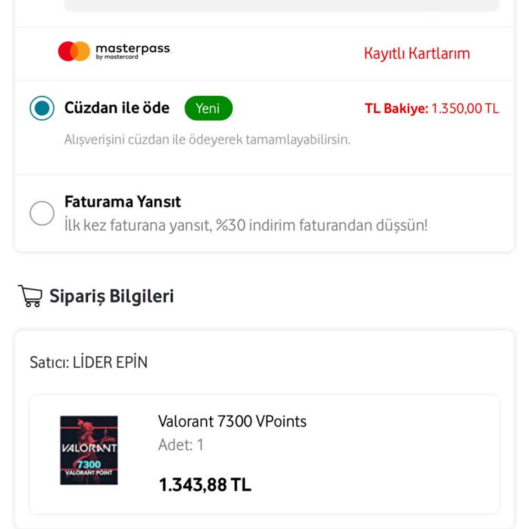 Vodafone Pay Cüzdan Ödeme Teknik Bir Hata Oluştu