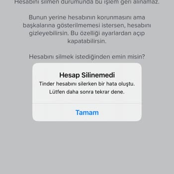 Tinder Hesap Silme Hatası