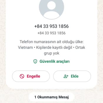 WhatsApp Yabancı Numaradan Gelen Mesaj